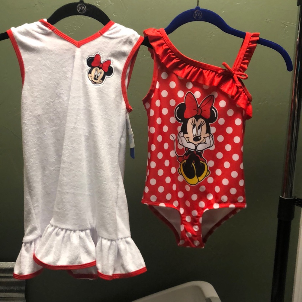 Disney Minnie Mouse Red and White Kids Swim One Piece